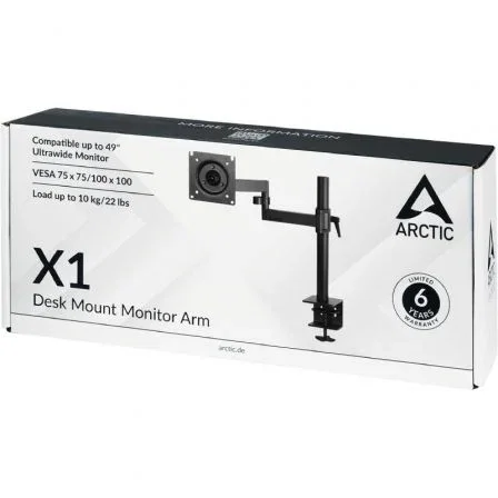Arctic Soporte de Mesa para Monitor X1, Negro Mate, hasta 10kg, VESA 75/100 Arctic Soporte de Mesa para Monitor X1, Negro Mate, hasta 10kg, VESA 75/100